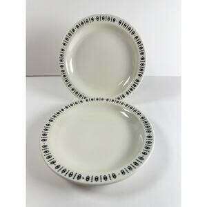 Buffalo China Restaurant Ware 6.25" Salad Plates Set 2 Geometric Border Vintage